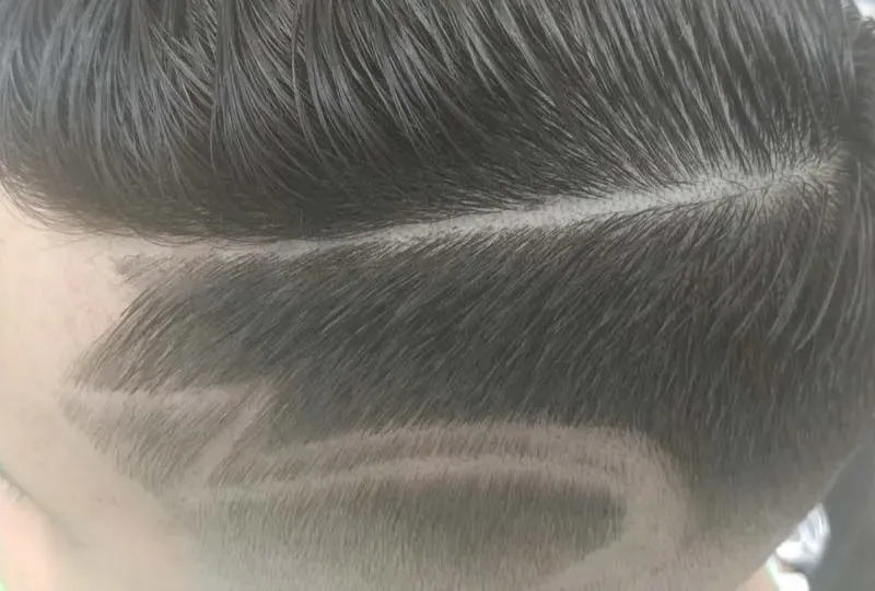 A hard part shaved in with the razor