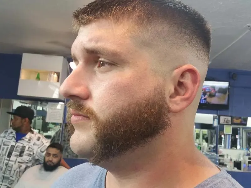 A full beard shaped and lined